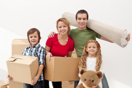 Boxes and furniture measured for cubic-yard storage pricing