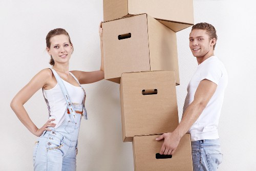 Staff preparing office equipment for a Streatham relocation